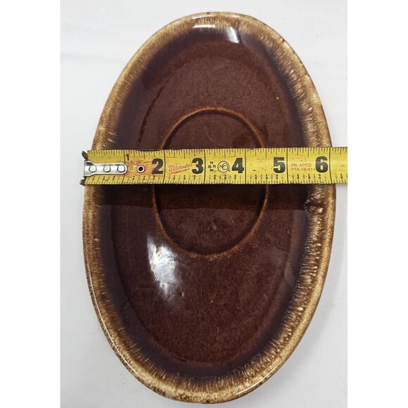 Vtg Hull Pottery Brown Gravy Boat Drip Serving Plate USA Oven Proof Replacement - Picture 7 of 8
